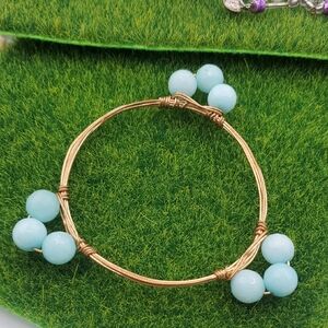 Aquamarine Wire Wrapped Bracelet B3027